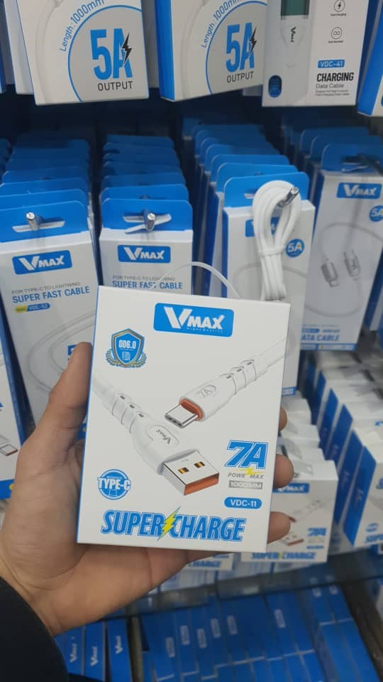 USB CABLE    7A / TYPE C / SUPER FAST    وصلة في ماكس تايب سي سوبر فاست 7 امبير     V MAX    VDC 11